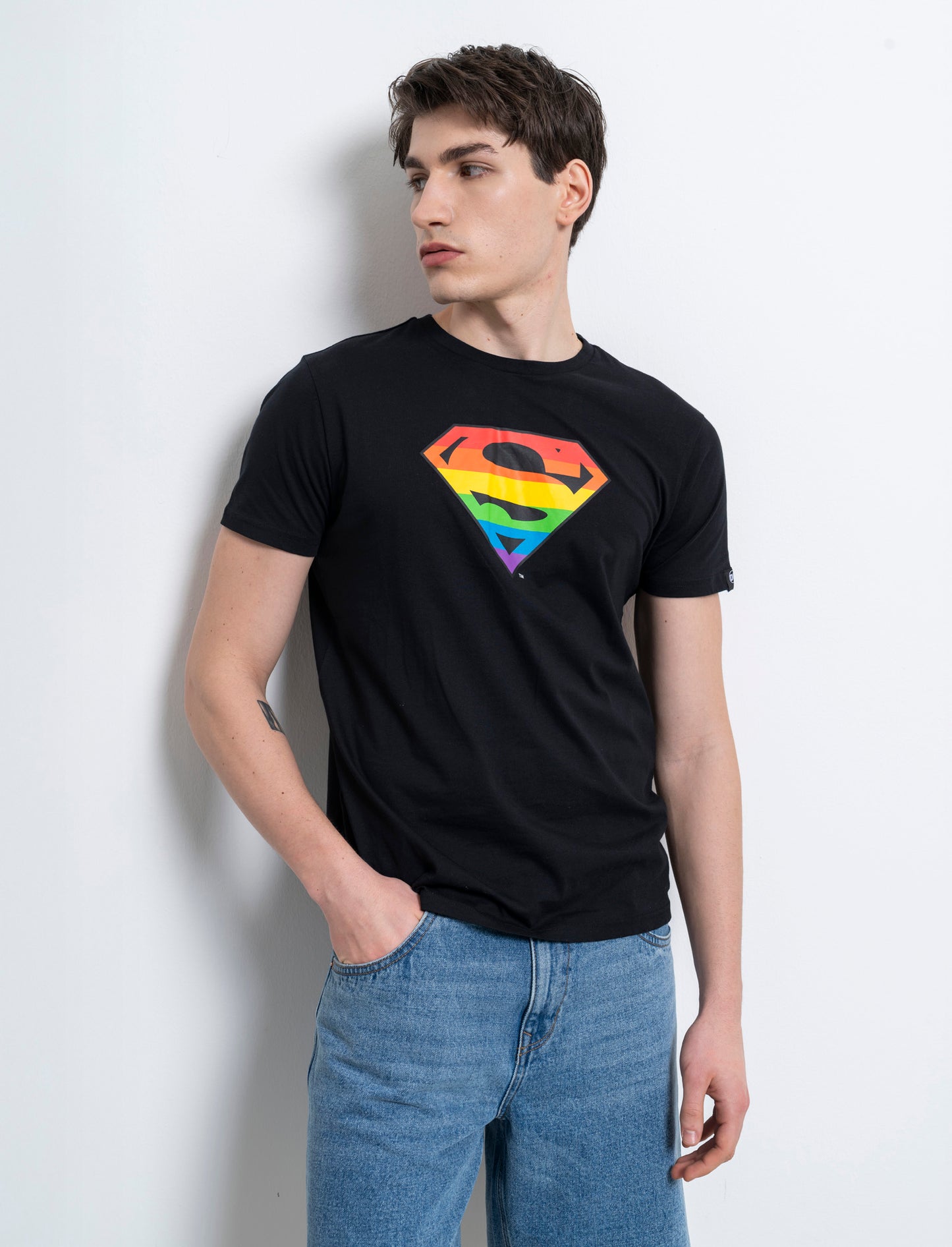 T-shirt stampa super man by dc comics da uomo - Nero