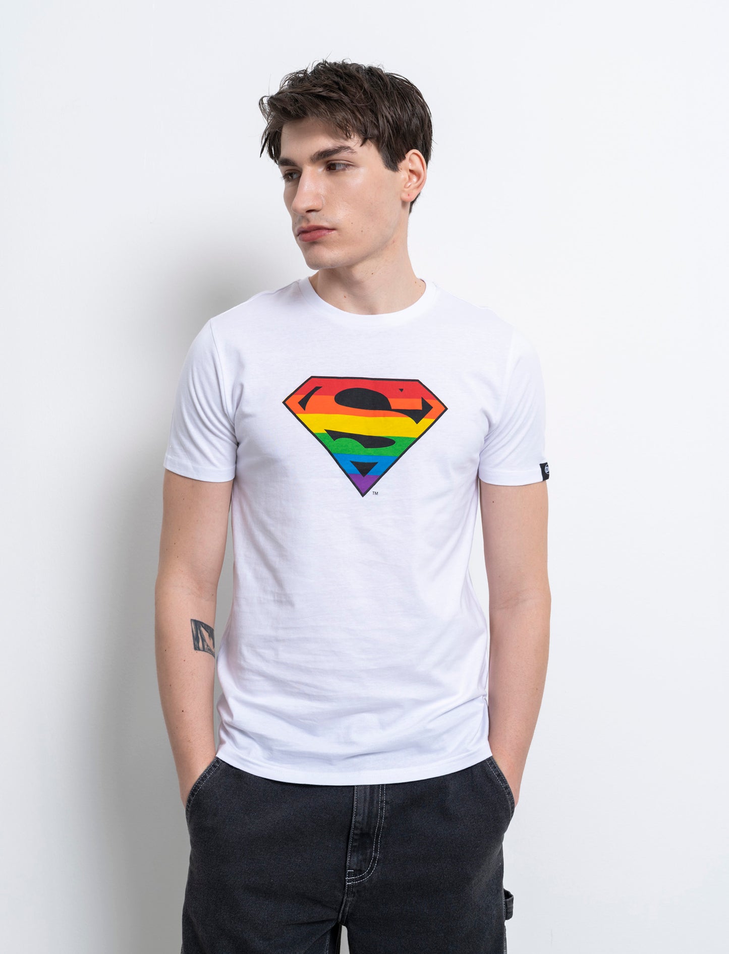 T-shirt stampa super man by dc comics da uomo - Bianco