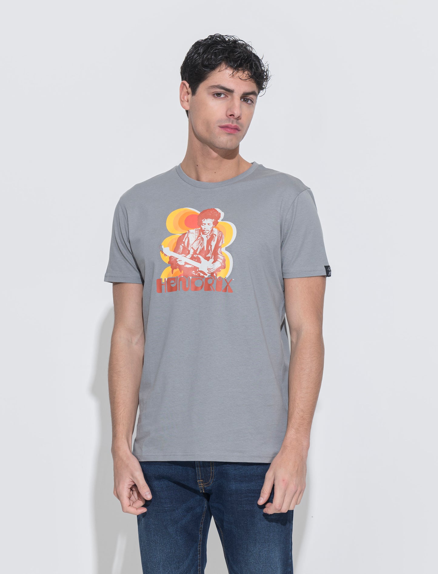 T-shirt stampa jimi hendrix da uomo - Grigio piombo