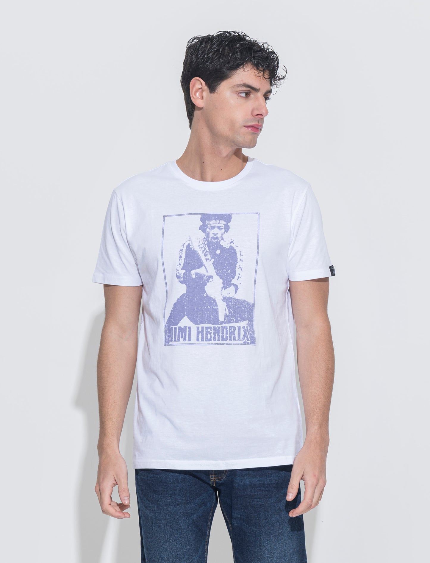 T-shirt stampa jimi hendrix da uomo - Bianco