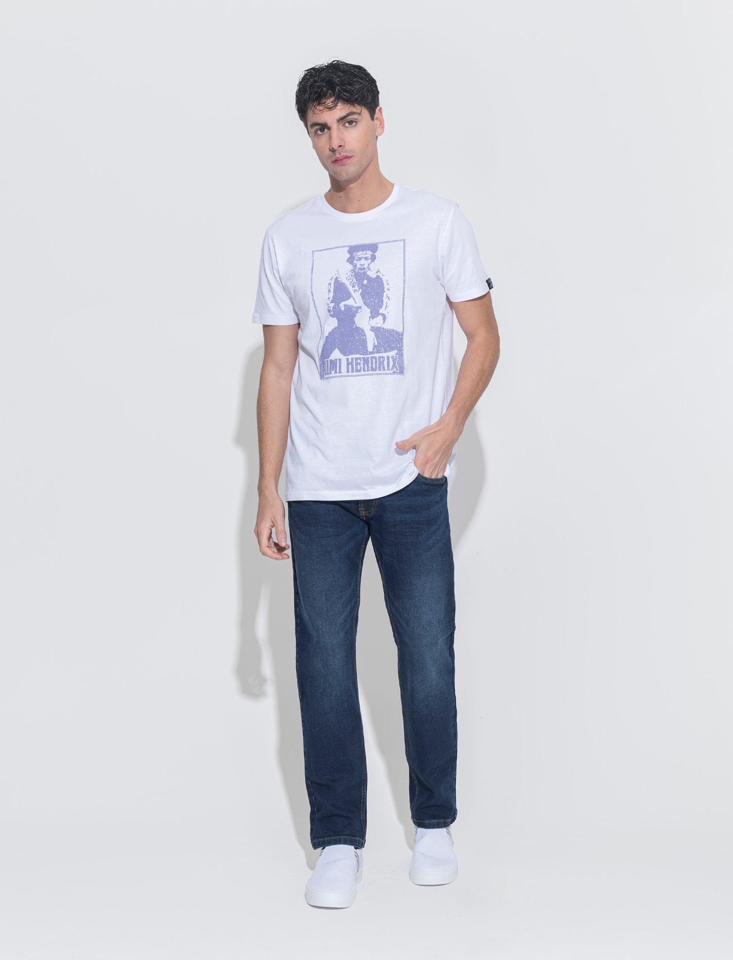 T-shirt stampa jimi hendrix da uomo - Bianco