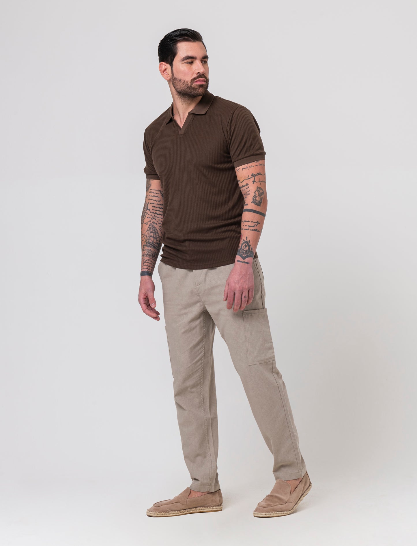 Pantaloni cargo in tessuto armaturato da uomo - Verde salvia