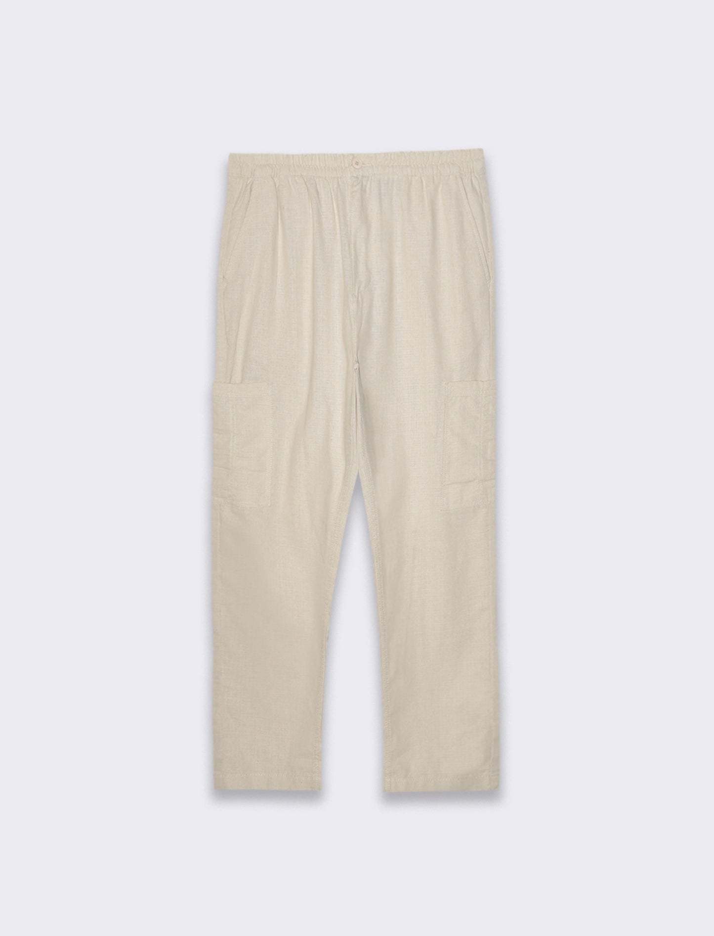 Pantaloni cargo in tessuto armaturato da uomo - Beige ecru