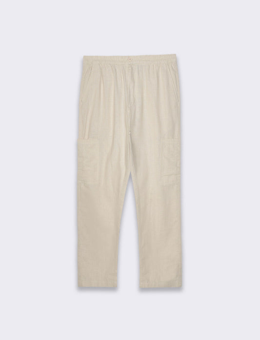 Pantaloni cargo in tessuto armaturato da uomo - Beige ecru