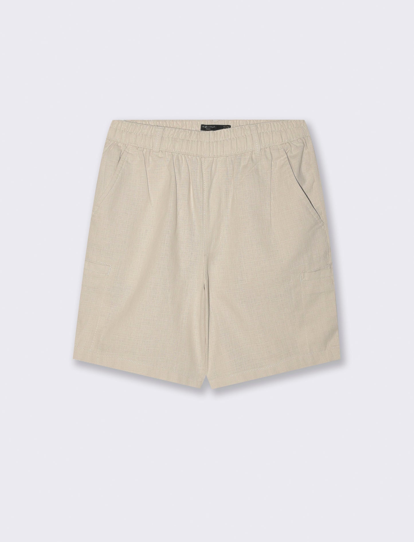 Bermuda cargo in tessuto armaturato da uomo - Beige ecru