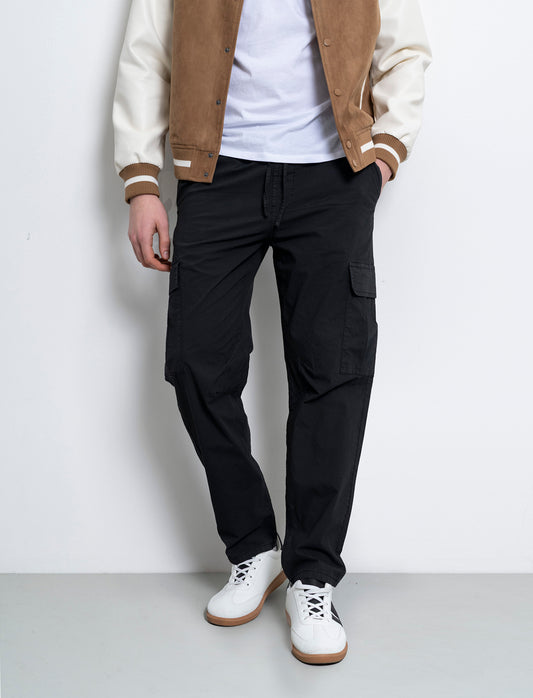 Pantaloni cargo straight fit da uomo - Nero