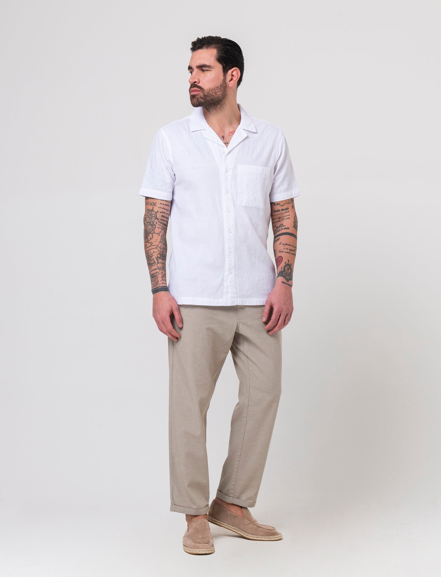 Camicia jacquard effetto quadri da uomo - Bianco