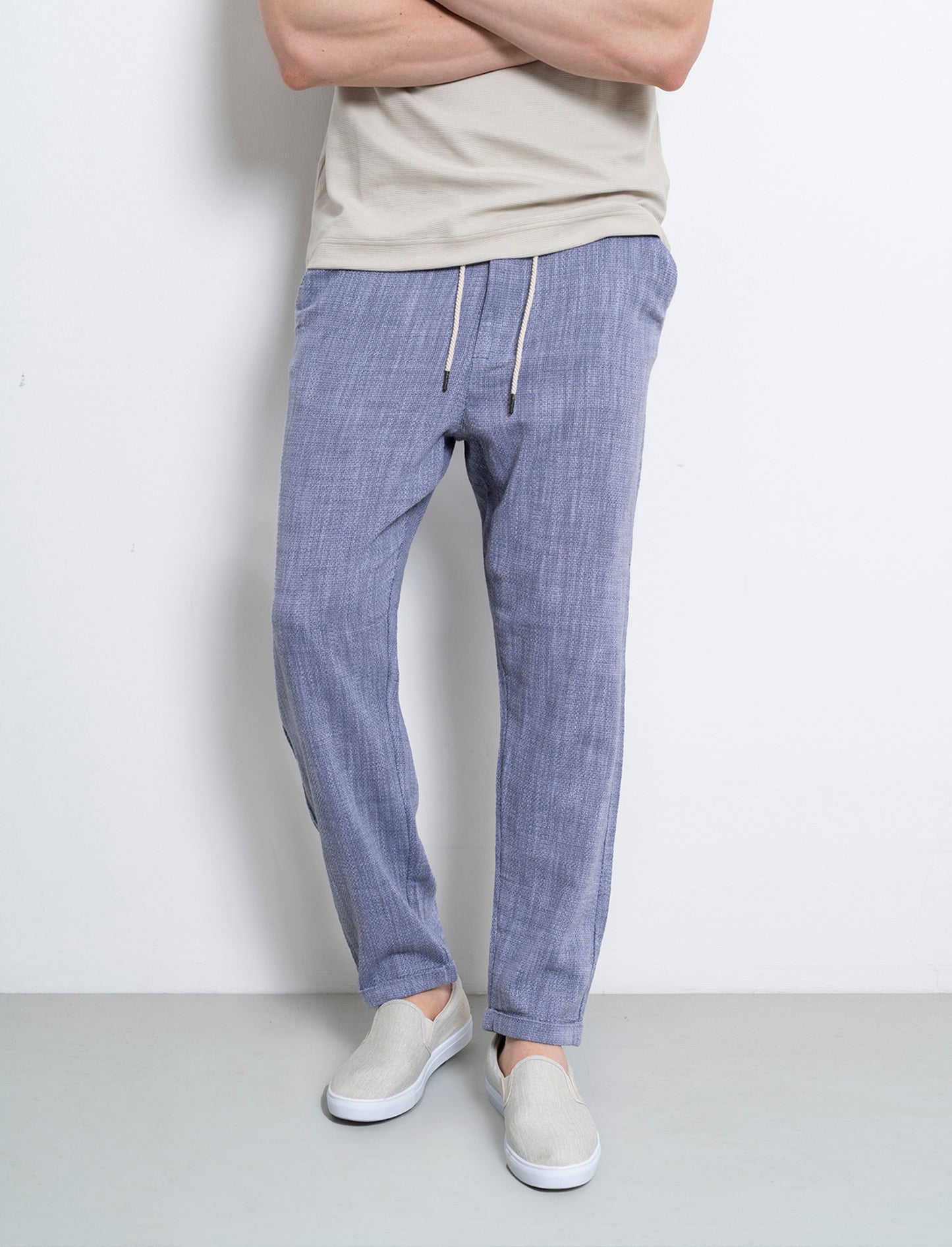 Pantaloni jogger tessuto strutturato da uomo - Blu melange