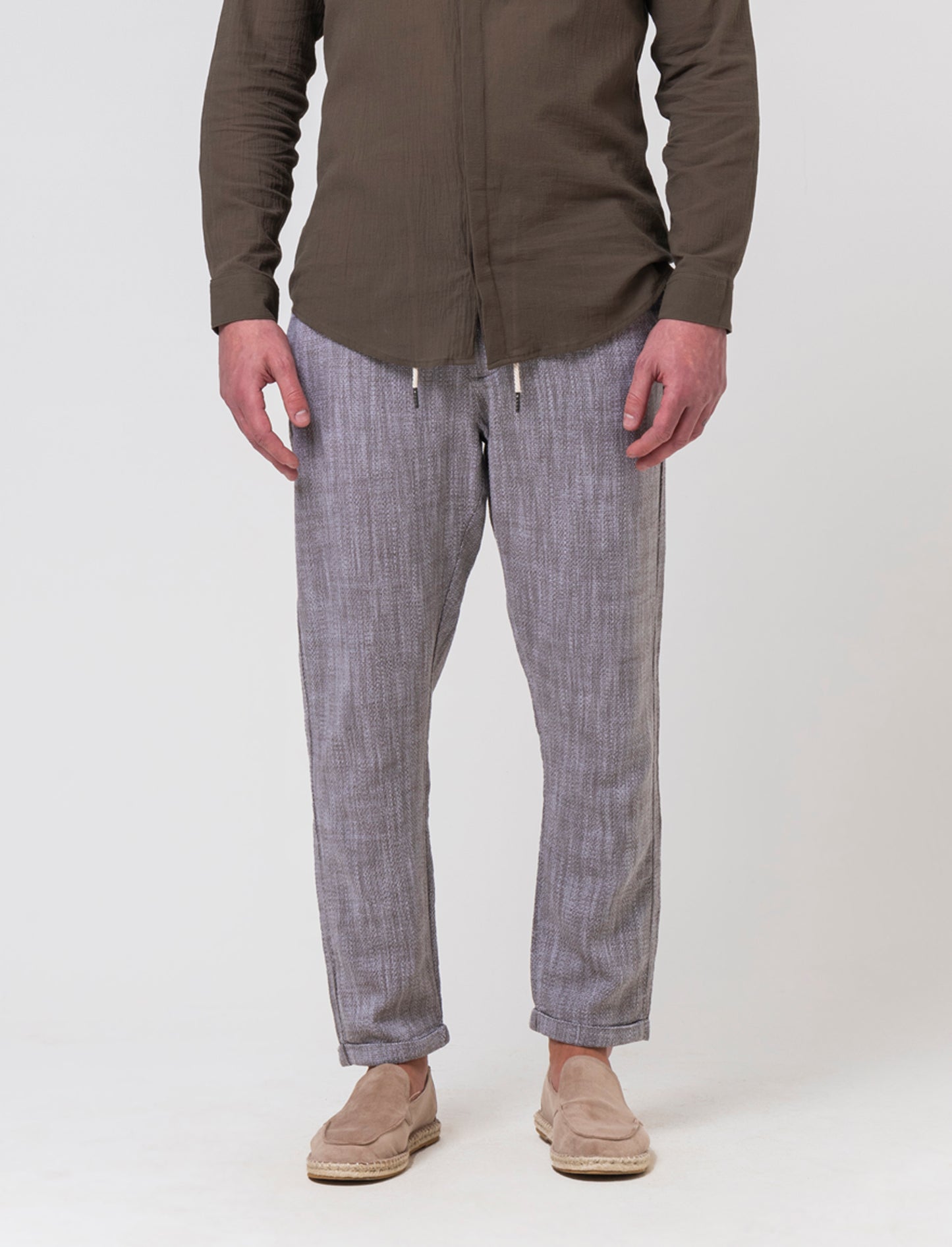 Pantaloni jogger tessuto strutturato da uomo - Grigio fango