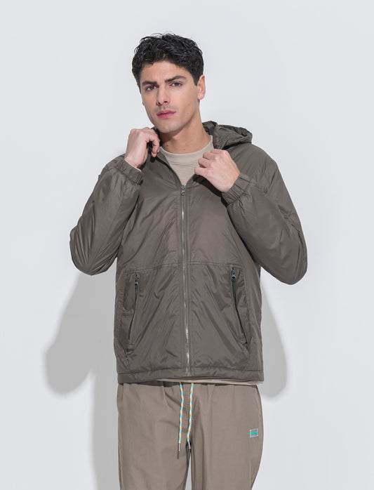 Man's ripstop jacket with hood - Green