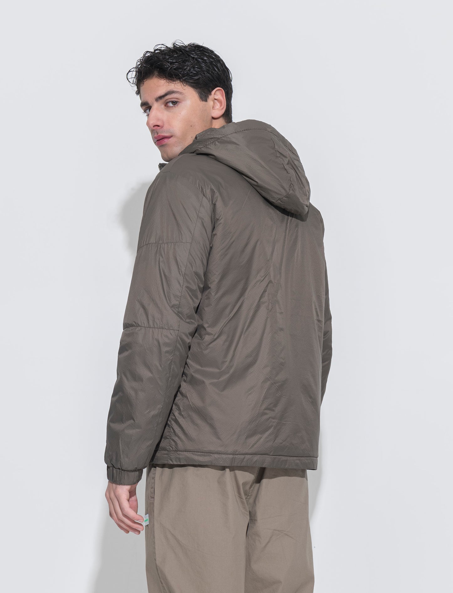 Man's ripstop jacket with hood - Green
