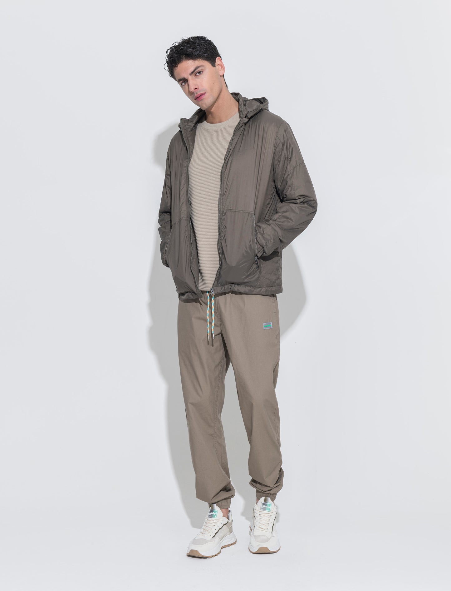 Man's ripstop jacket with hood - Green