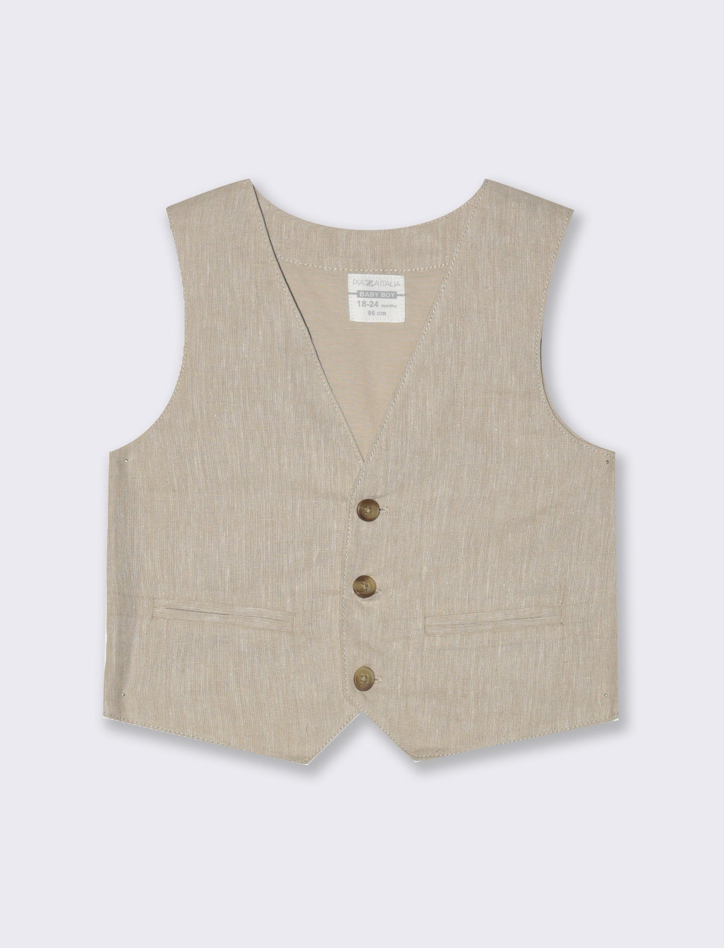 Gilet misto lino da neonato - Beige