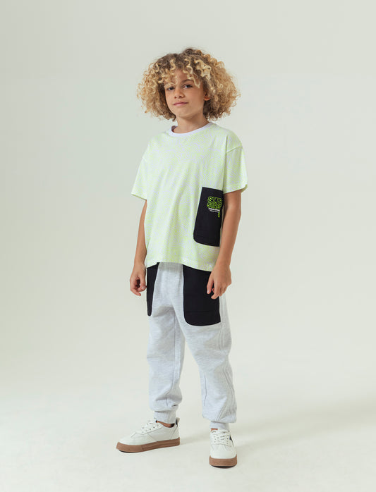 Jogger con tasconi da bambino - Grigio mel.