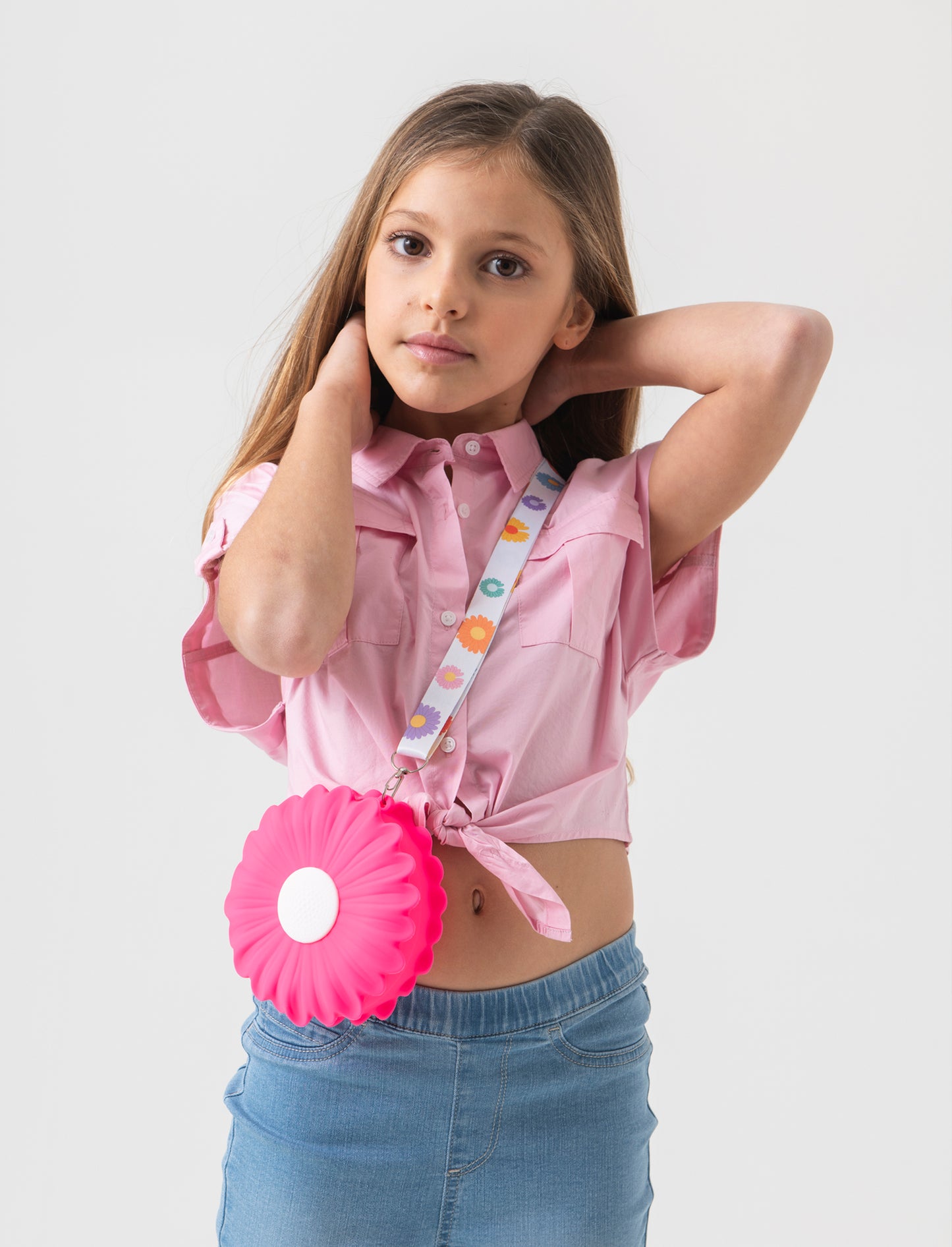Camicia in cropped con nodo da bambina - Rosa