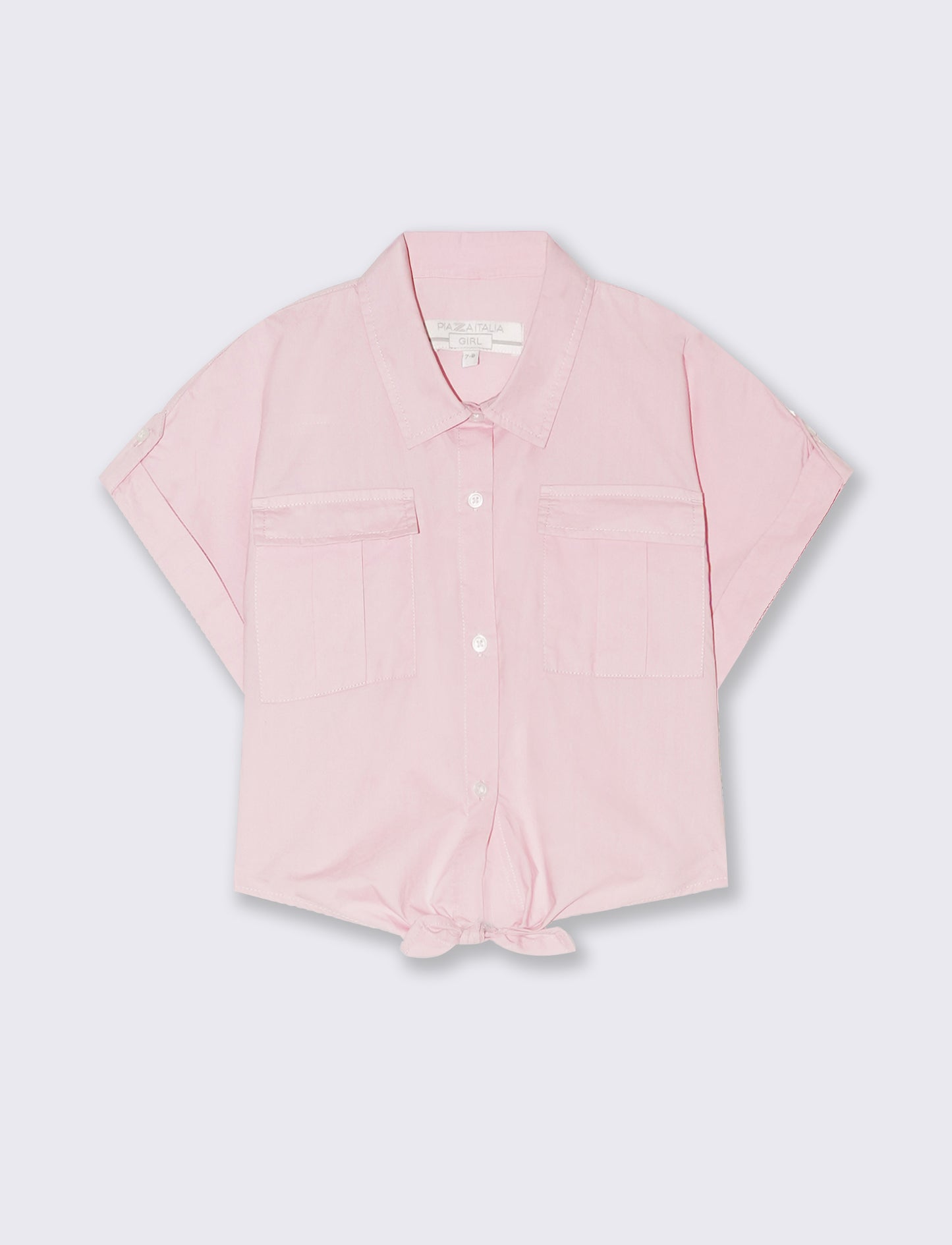 Camicia in cropped con nodo da bambina - Rosa