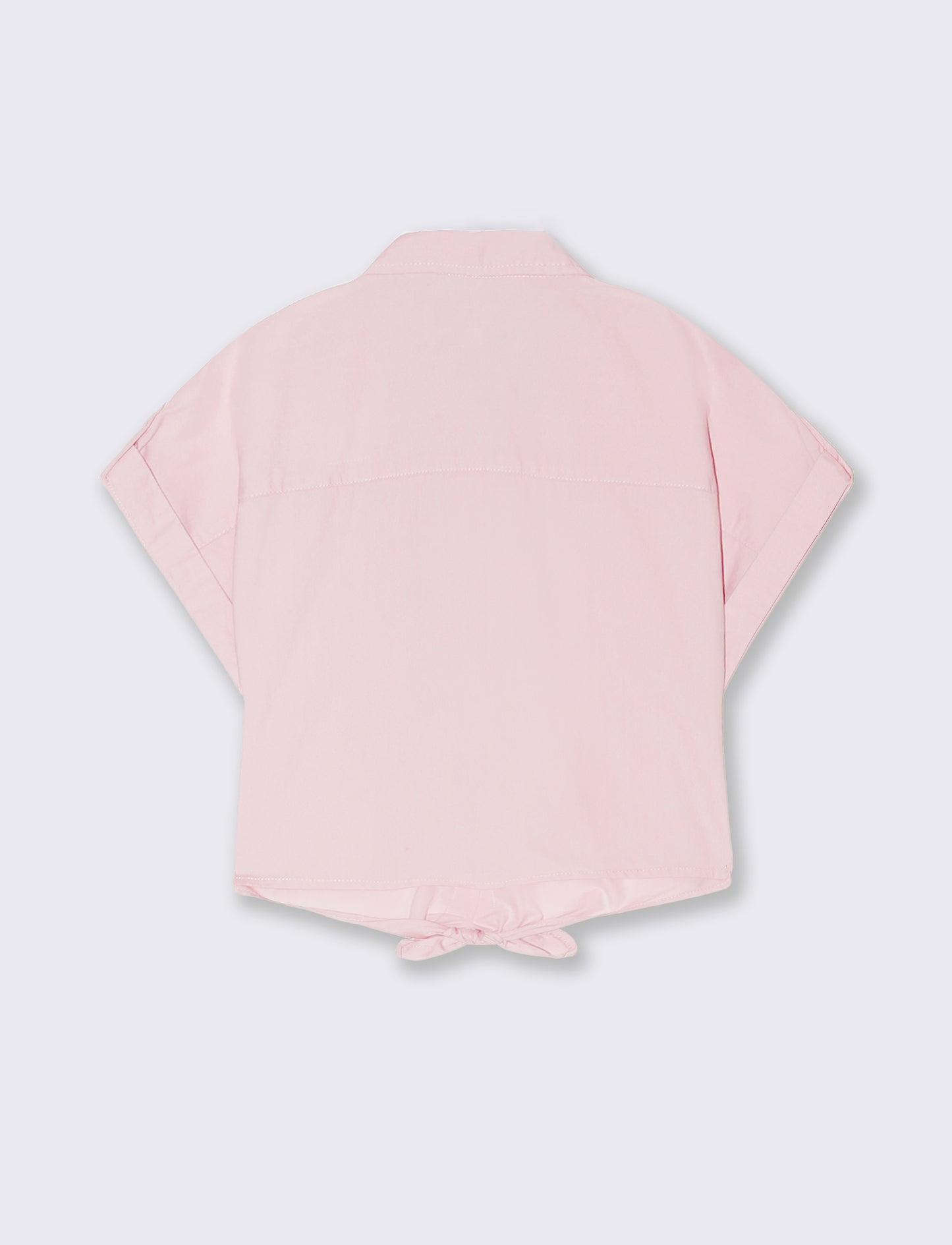 Camicia in cropped con nodo da bambina - Rosa