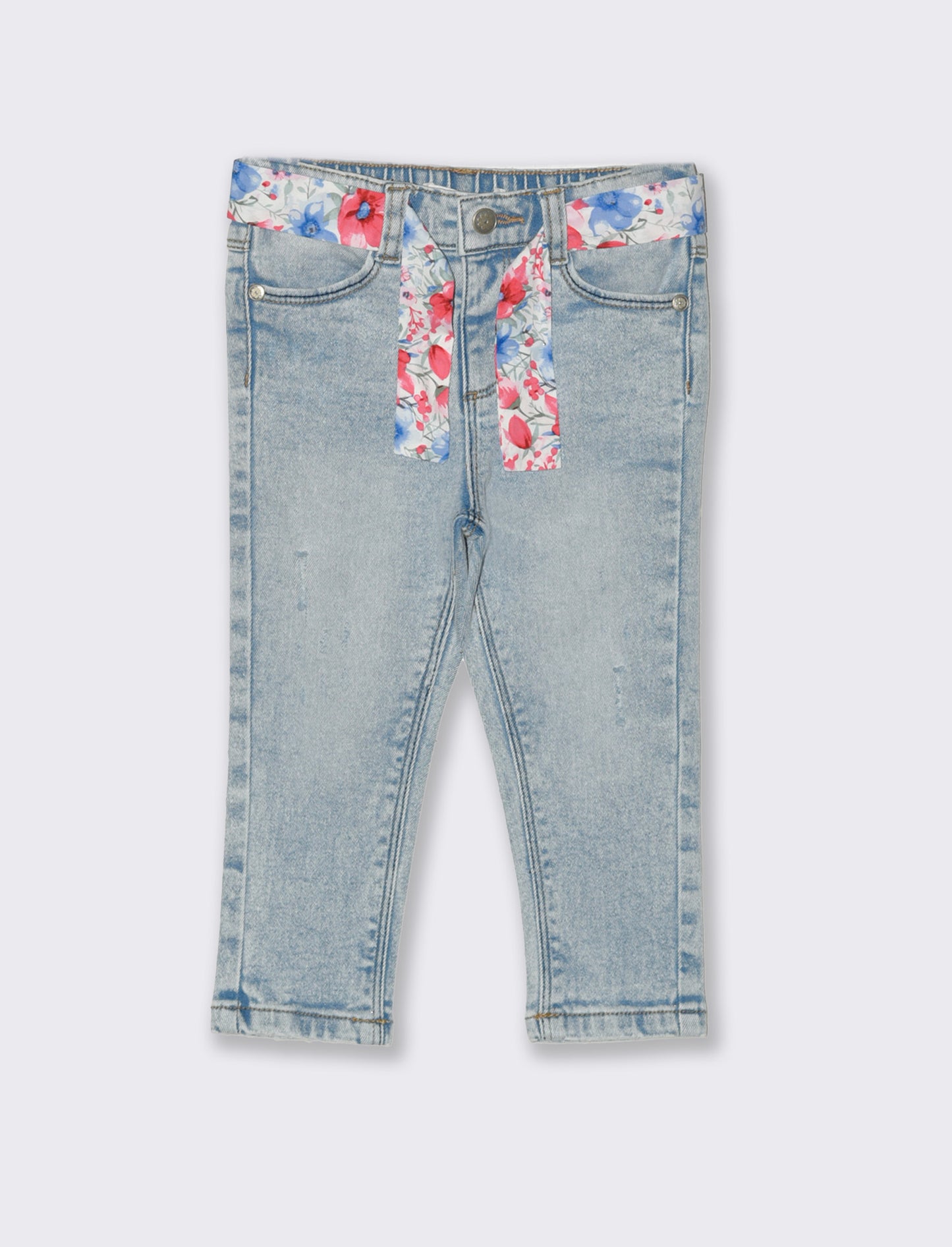 Jeans con cintura a fantasia da neonata - Denim