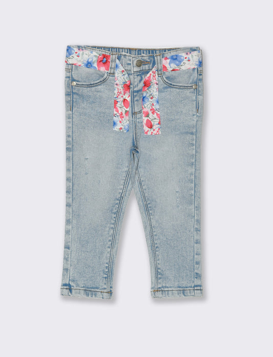 Jeans con cintura a fantasia da neonata - Denim