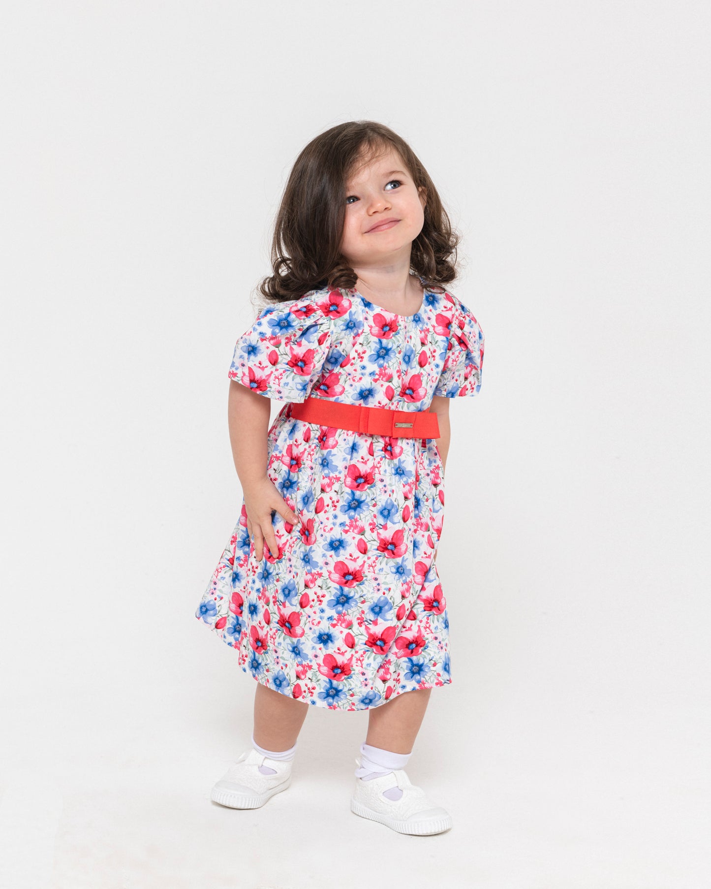 baby girl's floral dress with bow - Multicolor