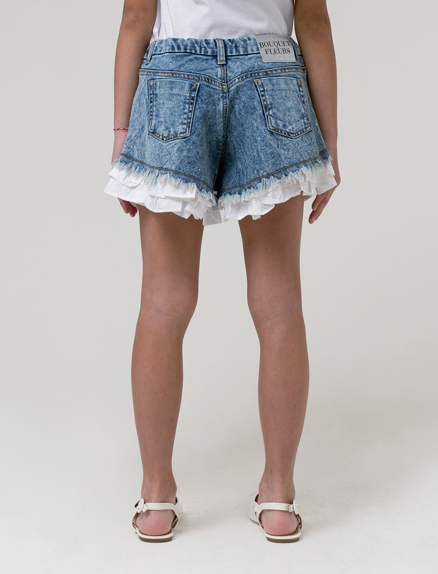Short denim con strass da bambina - Denim