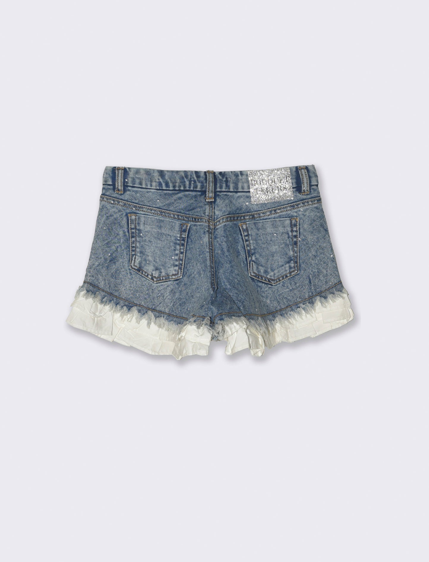 Short denim con strass da bambina - Denim