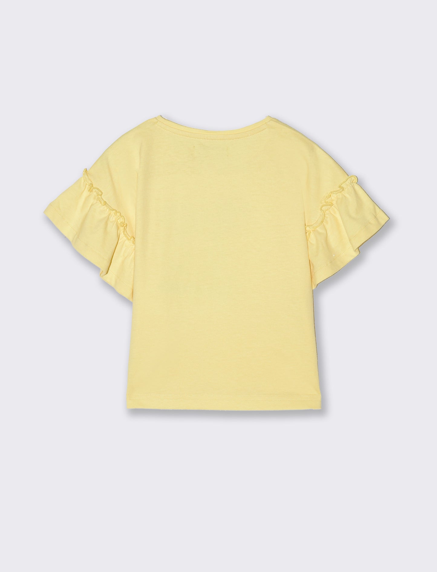 T-shirt con maniche a balze da bambina - Giallo