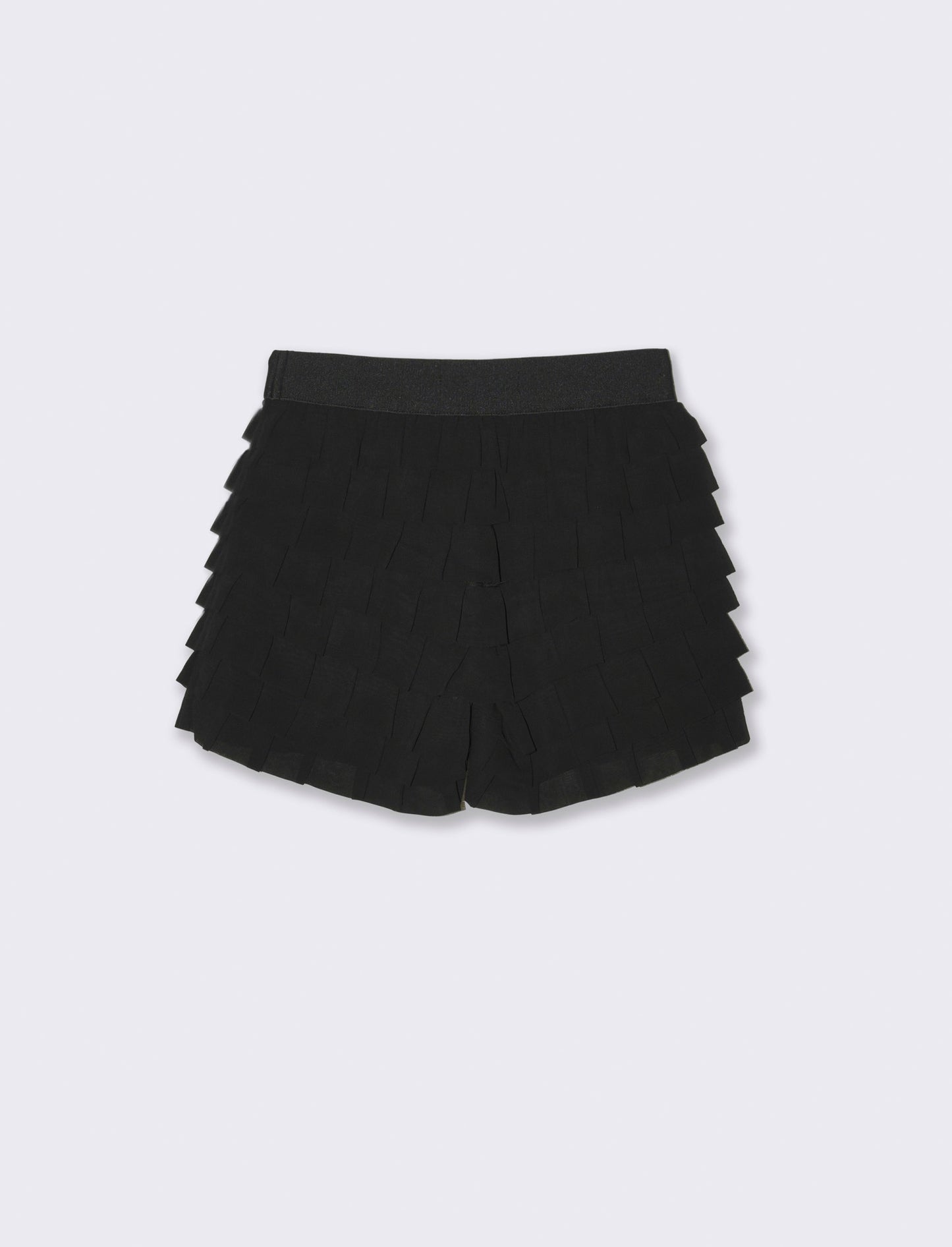 Short con balze in georgette da bambina - Nero