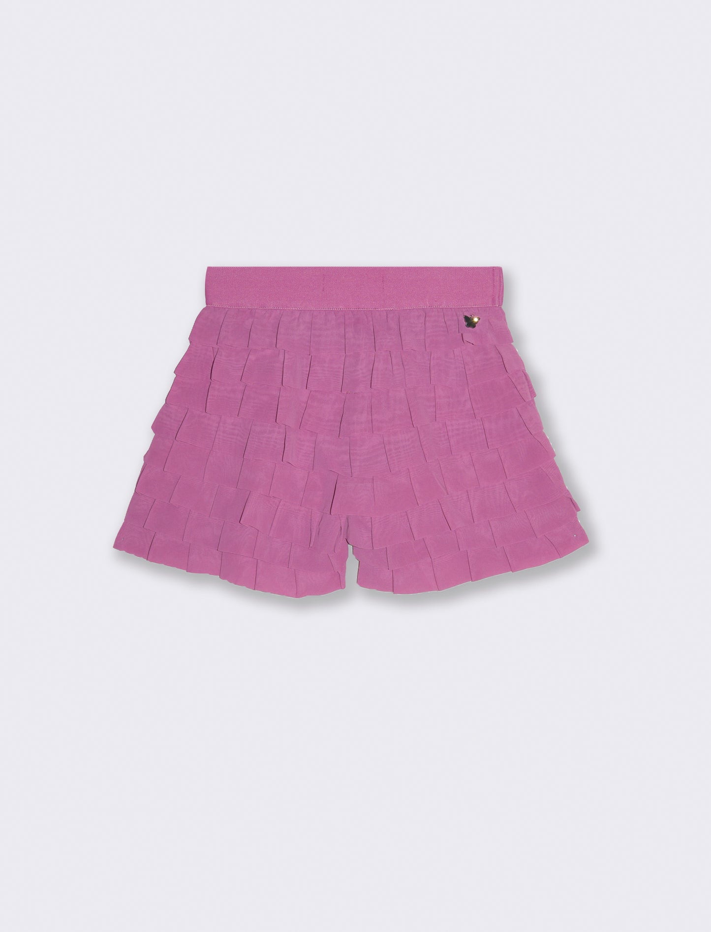 Short con balze in georgette da bambina - Fuxia