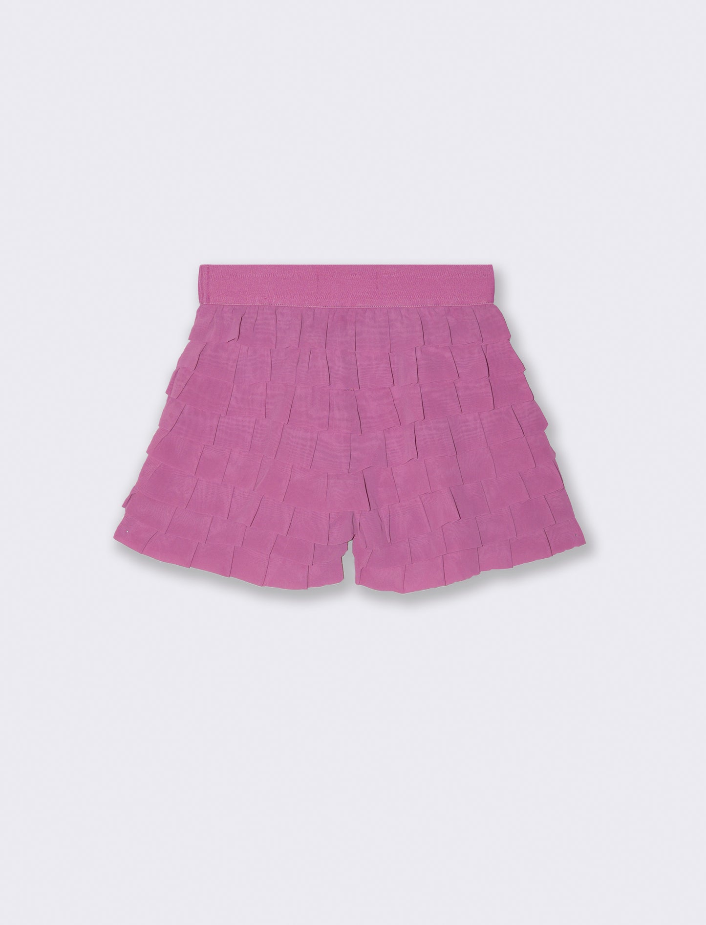 Short con balze in georgette da bambina - Fuxia