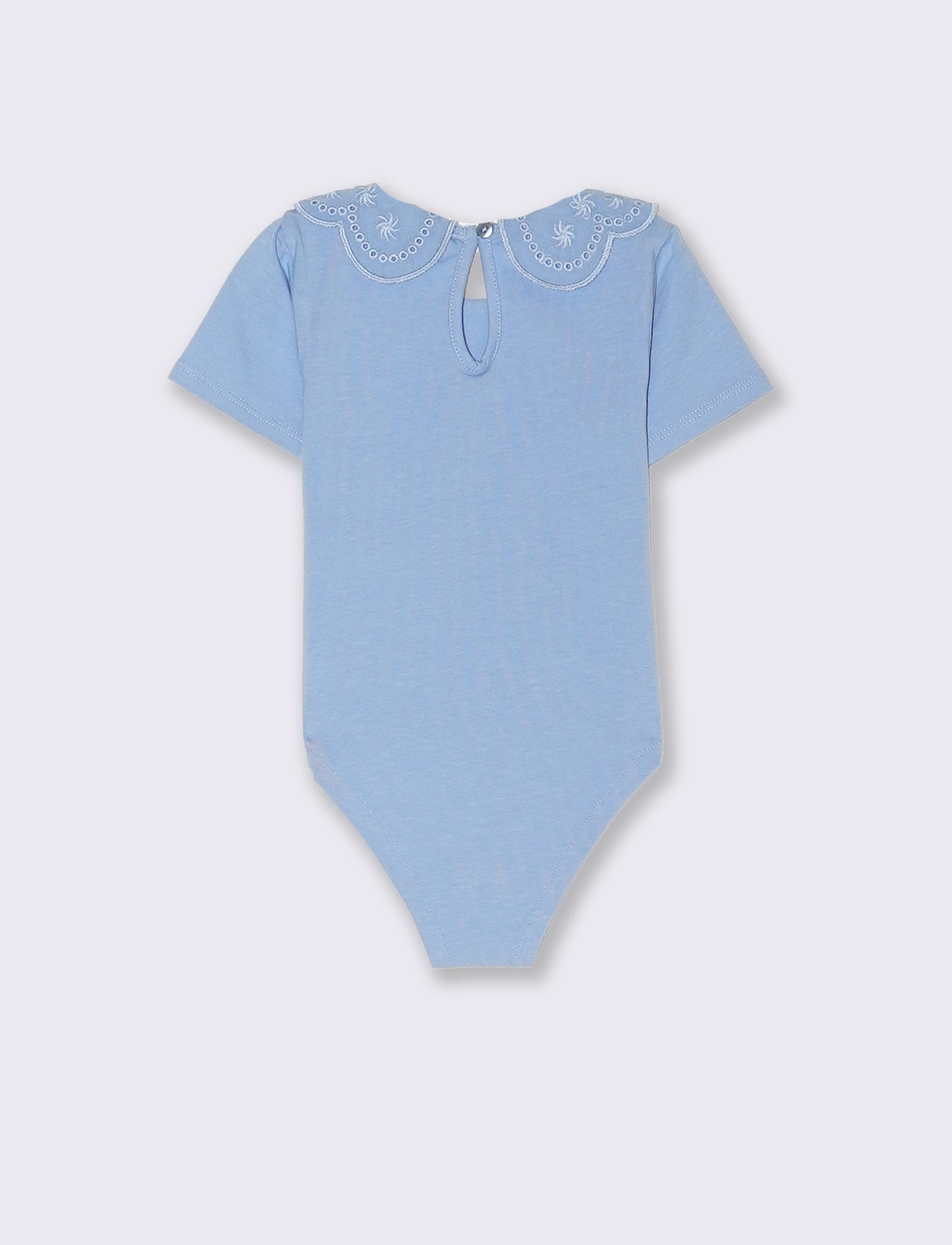 Body con colletto in sangallo da neonata - Azzurro