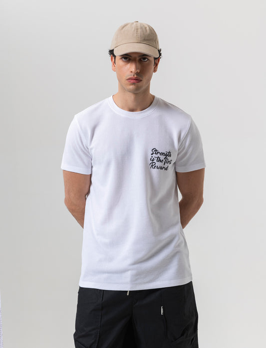 T-shirt waffle boxy fit da uomo - Bianco