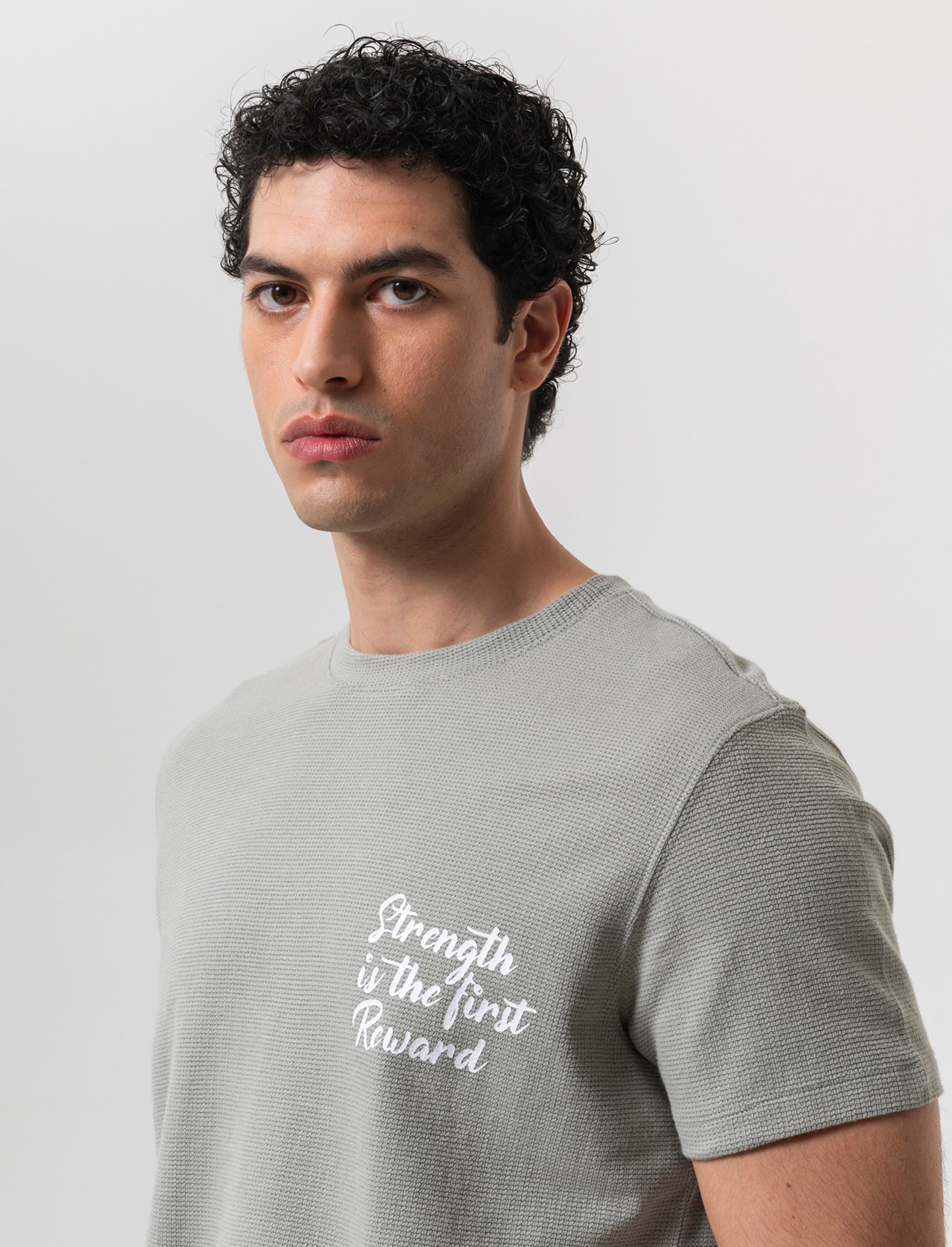T-shirt waffle boxy fit da uomo - Verde