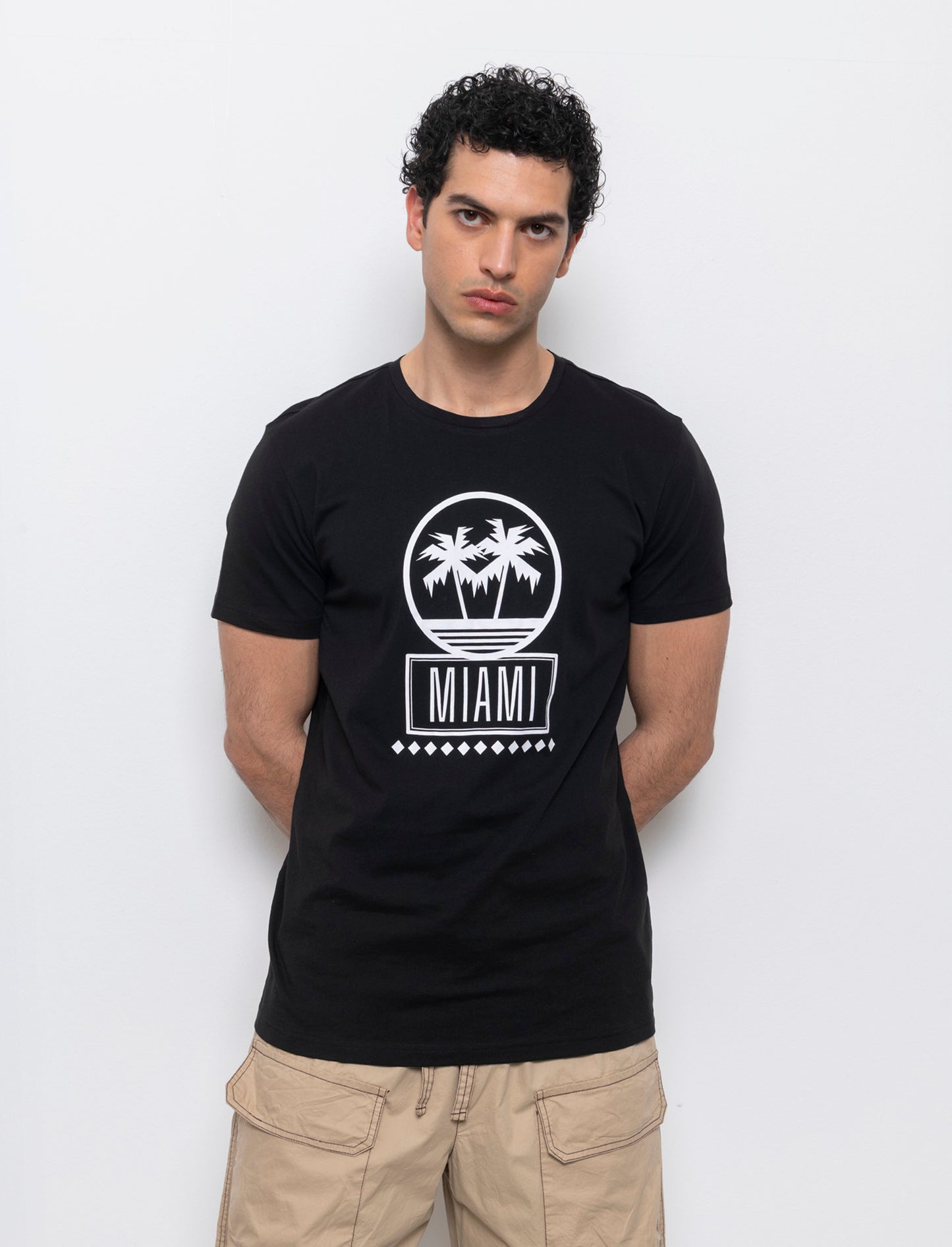 T-shirt in cotone con stampa da uomo - Nero