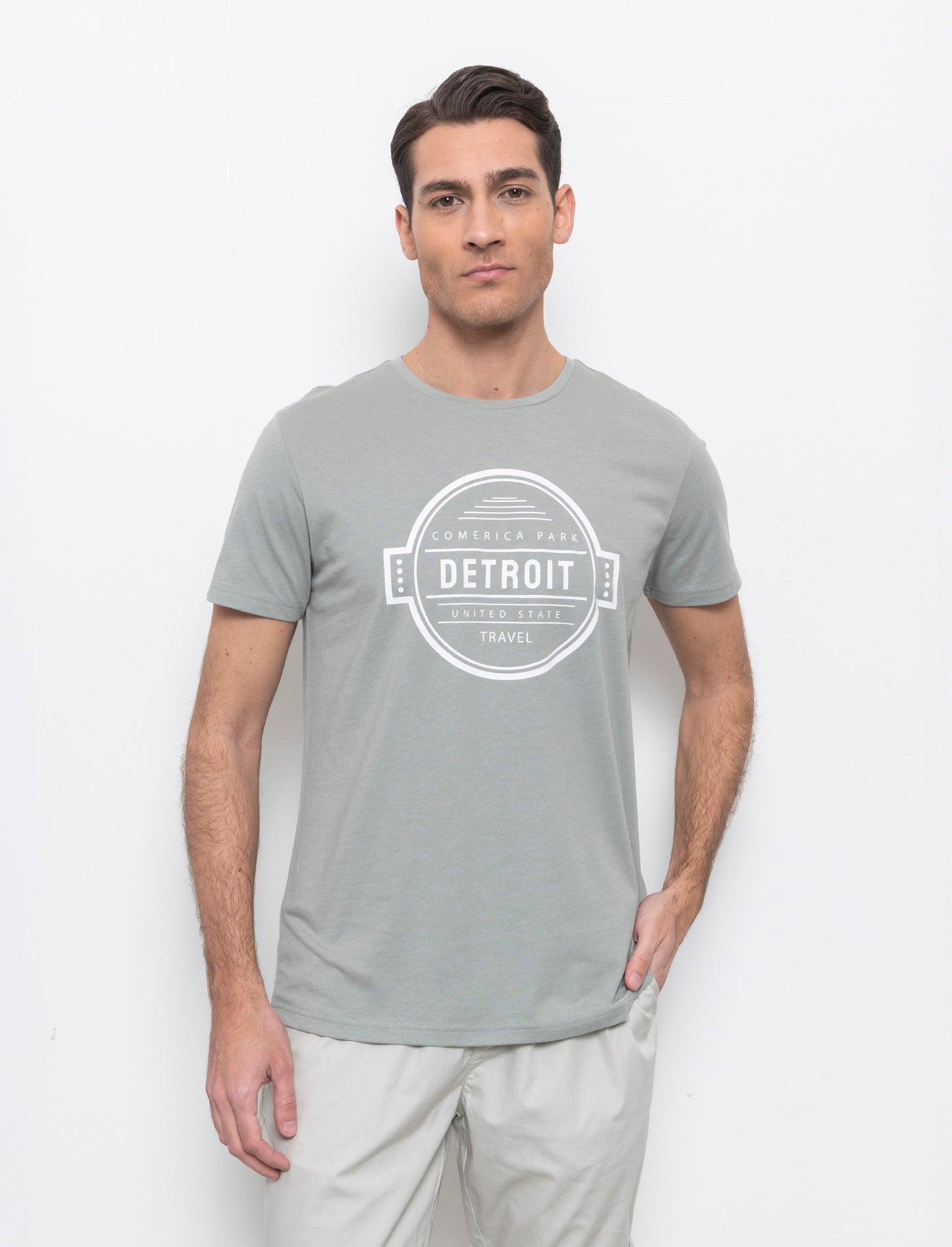 T-shirt in cotone con stampa da uomo - Verde