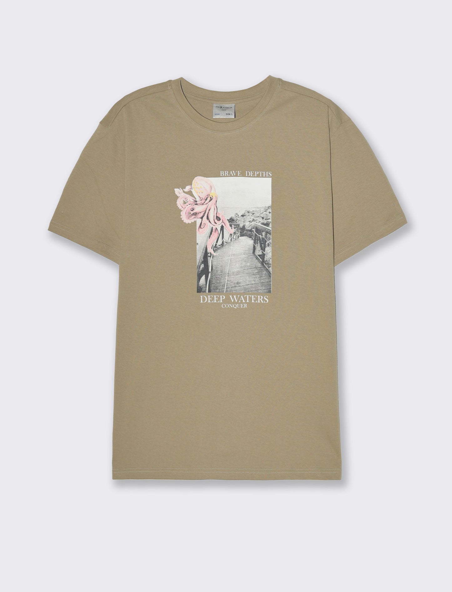 T-shirt regular fit con stampa da uomo - Verde salvia
