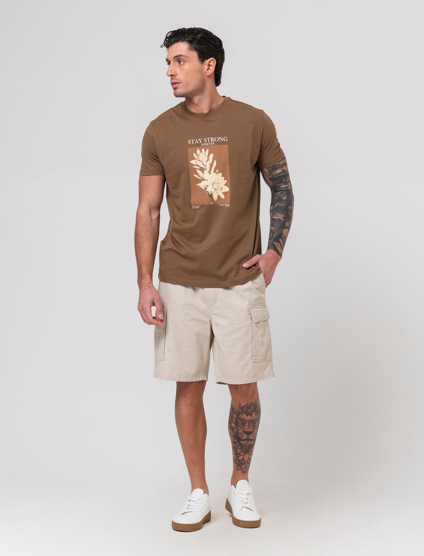 Bermuda cargo in twill da uomo - Sabbia