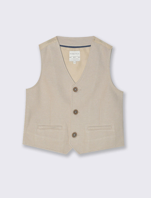 Gilet in maglia beige da bambino - Sabbia