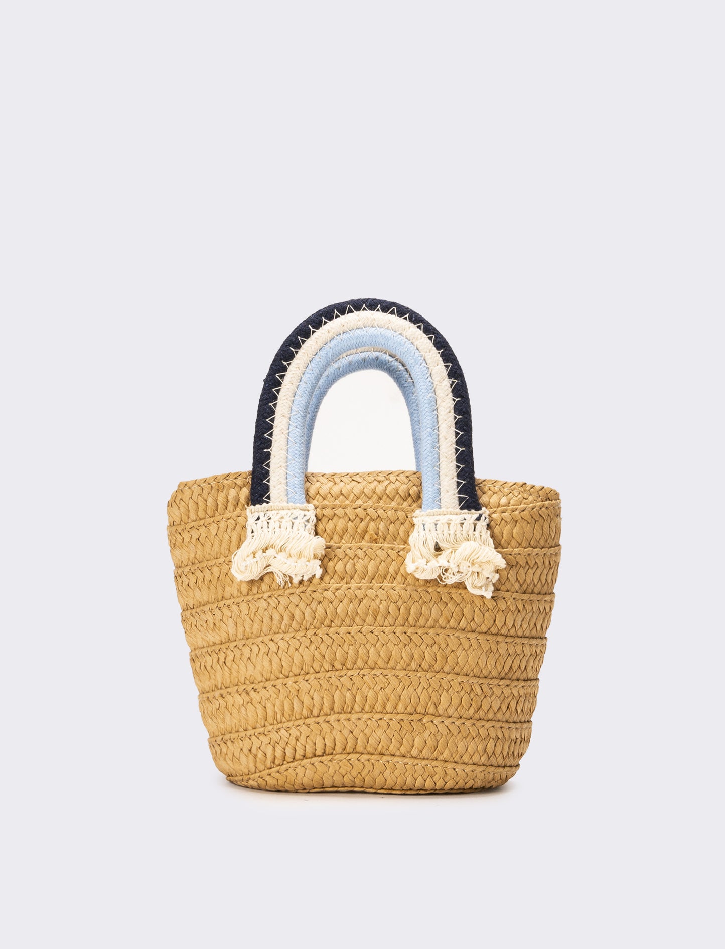 Borsa bambina paglia manico rainbow - Blu