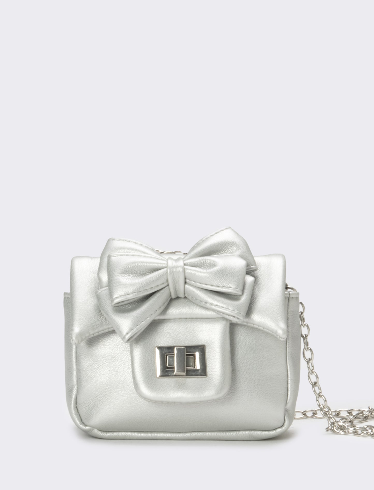 Borsa bambina tracolla con fiocco - Argento