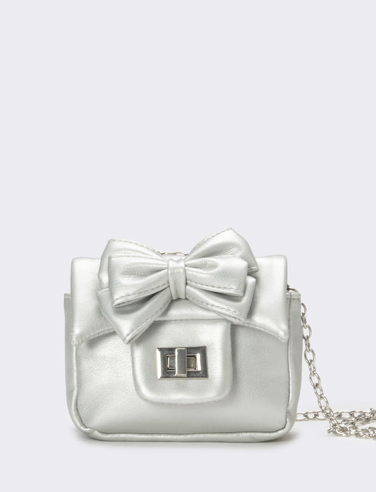 Borsa bambina tracolla con fiocco - Argento