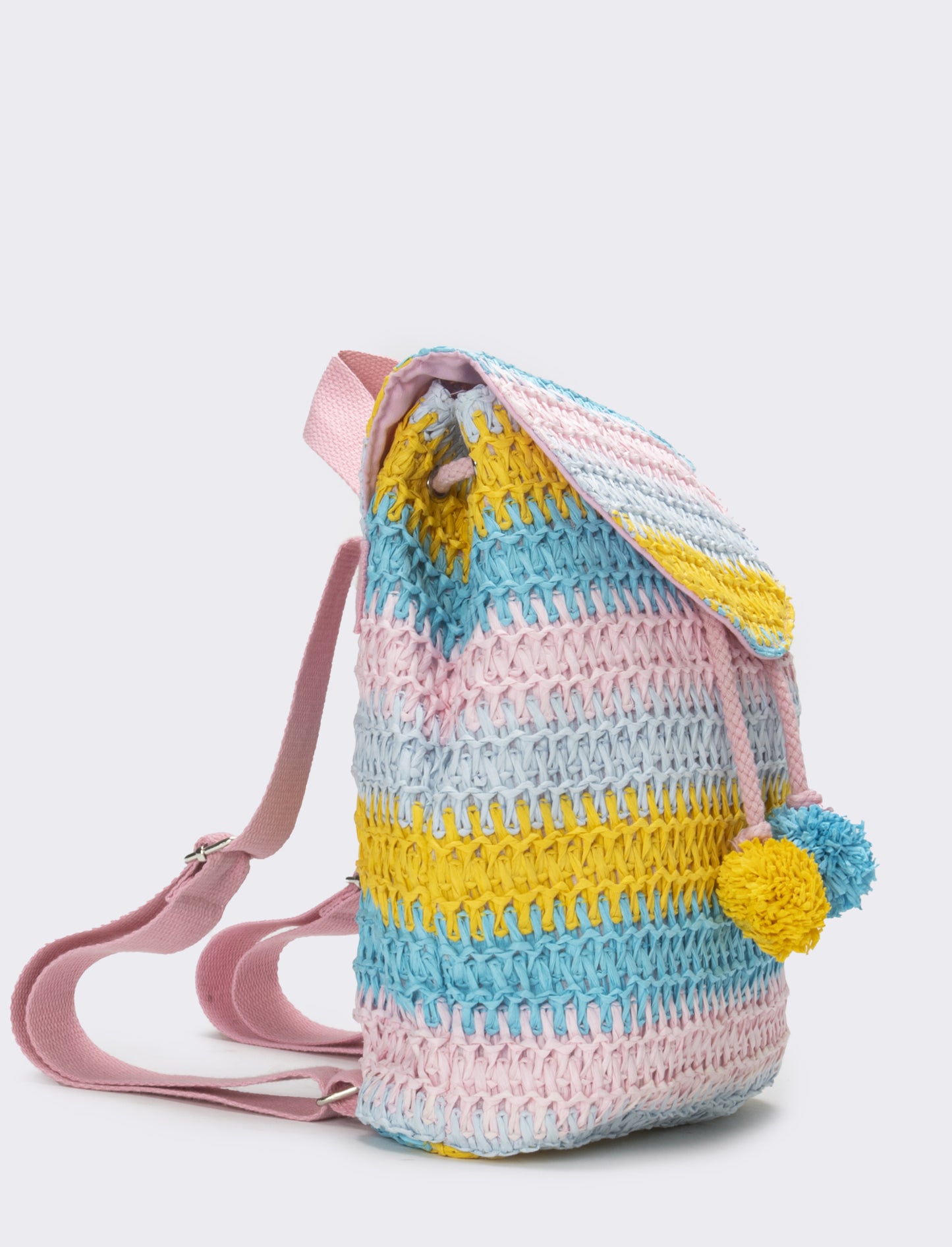 Zaino bambina carta con patta multicolor - Rosa