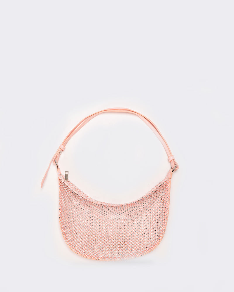 Borsa donna mezzaluna con strass - Rosa