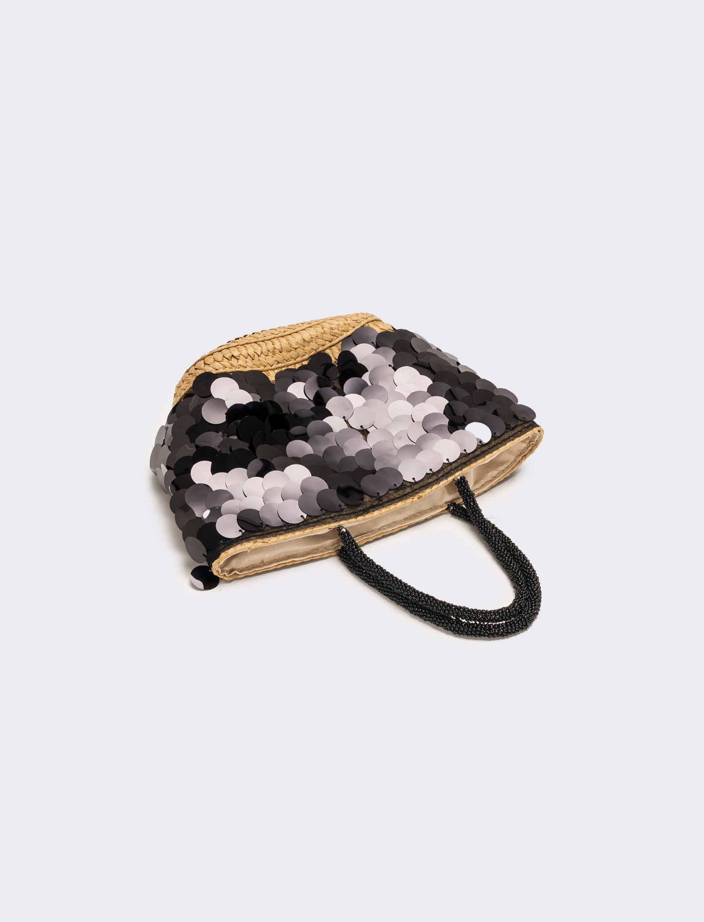 Borsa donna a mano con paillettes grandi - Nero