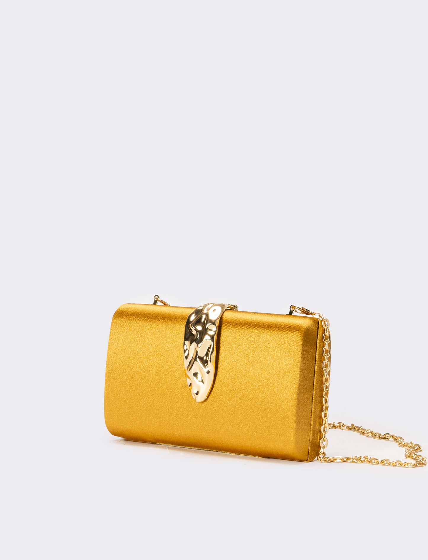Borsa donna pochette in raso con accessorio - Oro