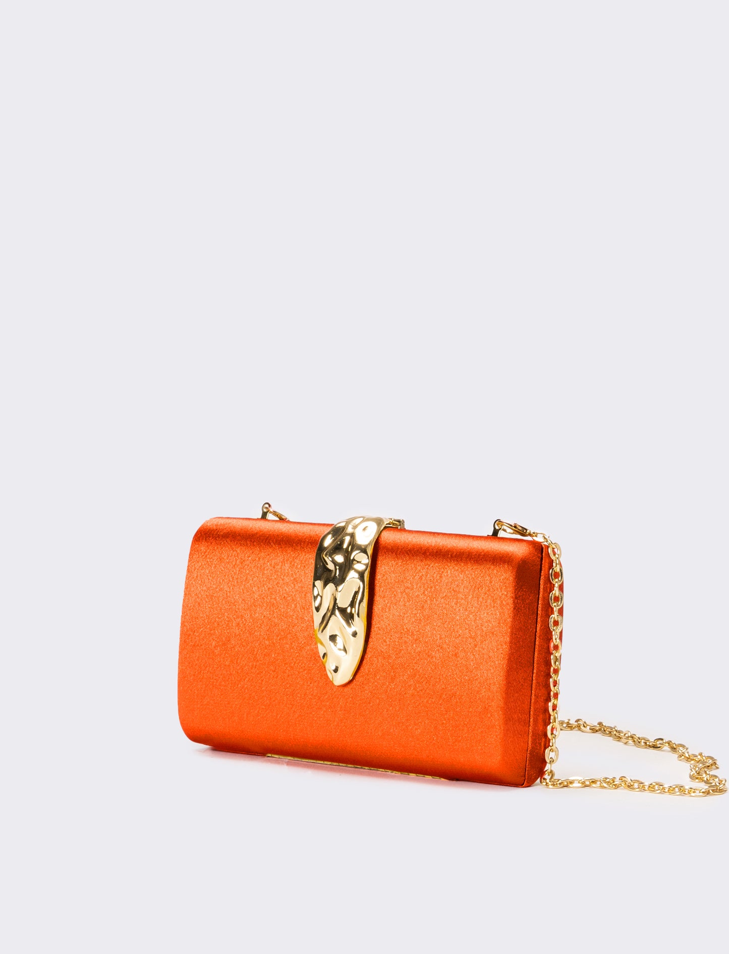 Borsa donna pochette in raso con accessorio - Arancio