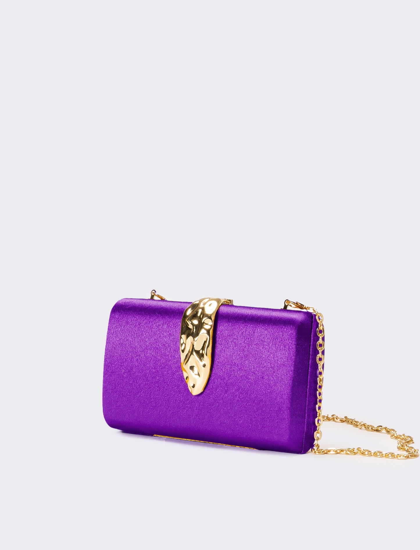 Borsa donna pochette in raso con accessorio - Viola