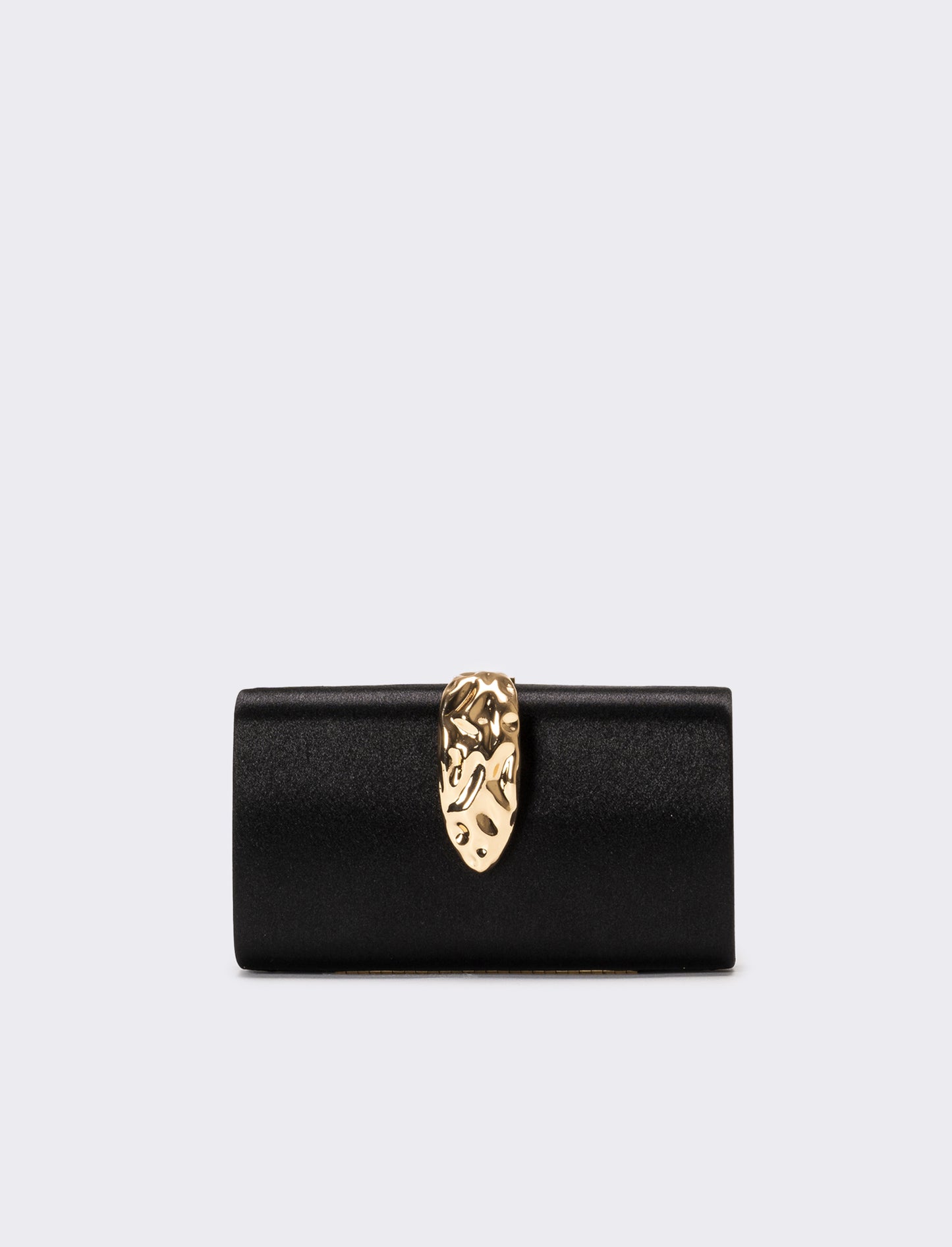 Borsa donna pochette in raso con accessorio - Nero