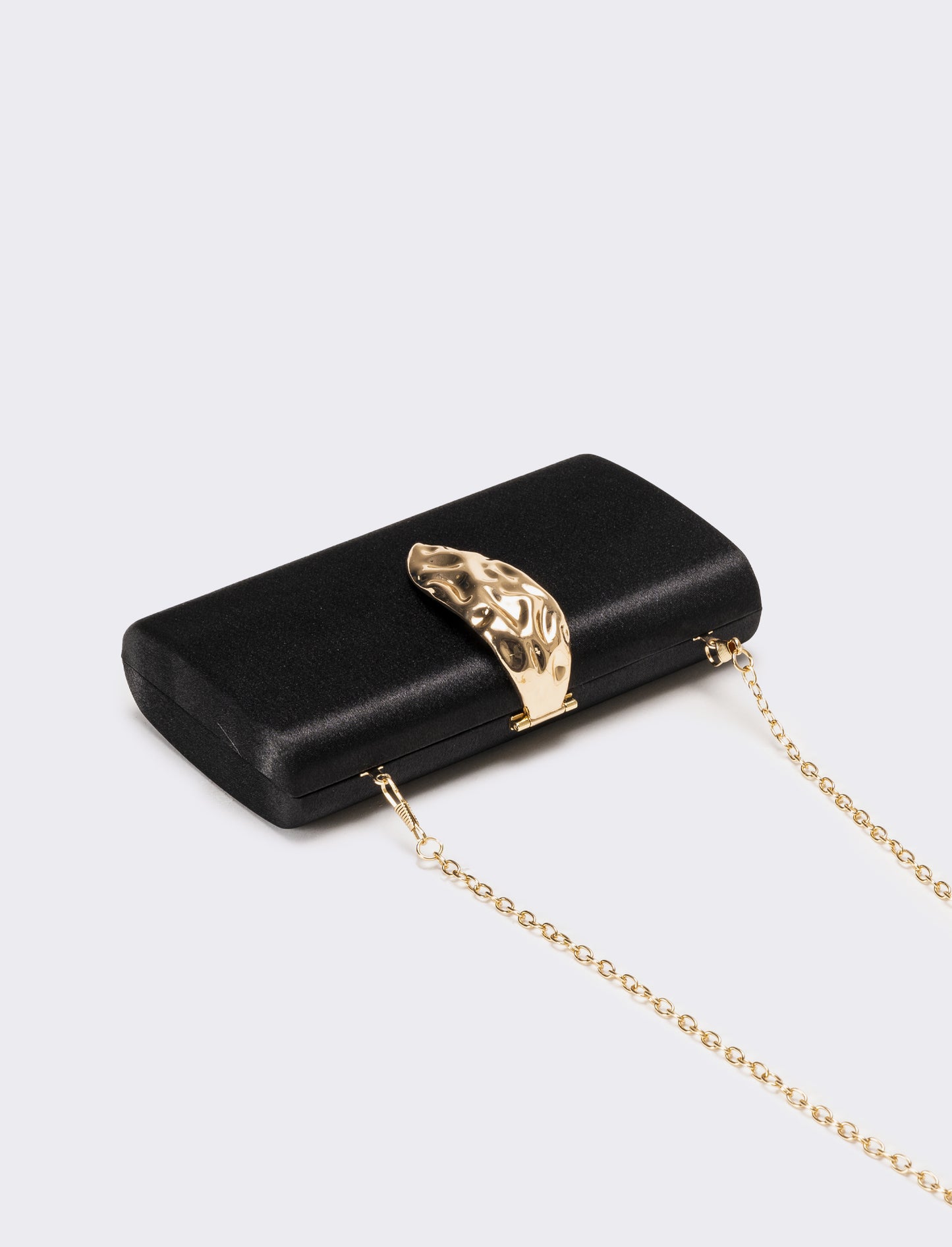 Borsa donna pochette in raso con accessorio - Nero