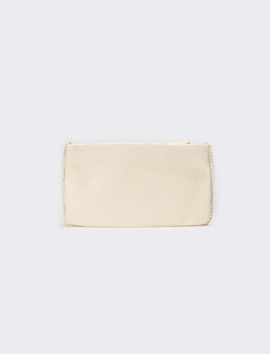 Portafogli donna con tracolla smaltata - Bianco sporco
